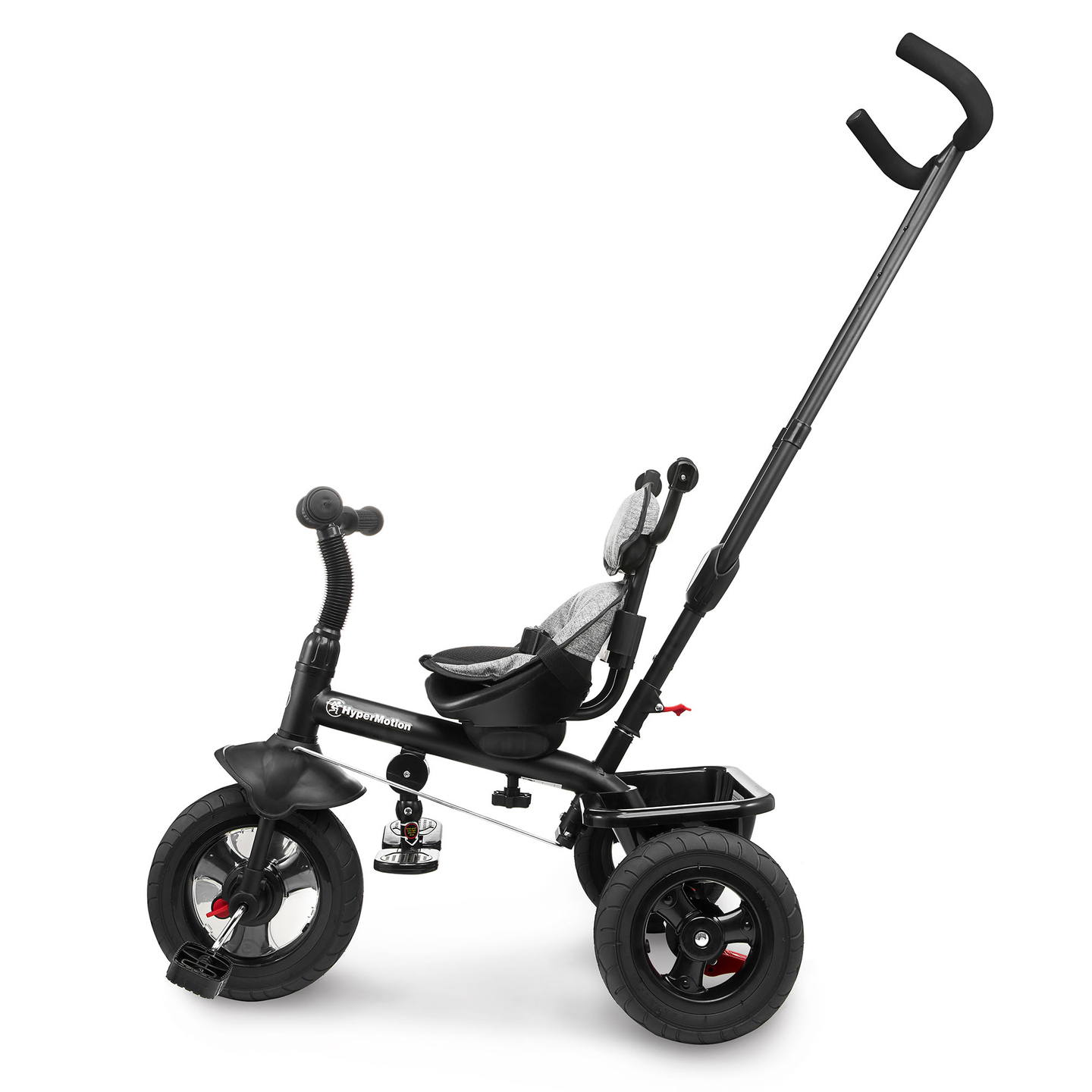 Triciclo para niños de 1 a 4 años - TOBI FREY - color gris - giratorio - ruedas hinchables + empujador