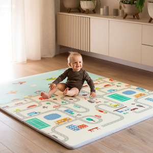 Alfombra de espuma XXL de doble cara - Rollo de 2 CM (carretera y zigzags)