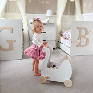 Cochecito de muñecas de madera - Swan