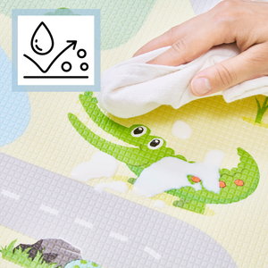 Alfombra de espuma de doble cara - bosque en una colina / ciudad soleada - 180x120x0,5cm