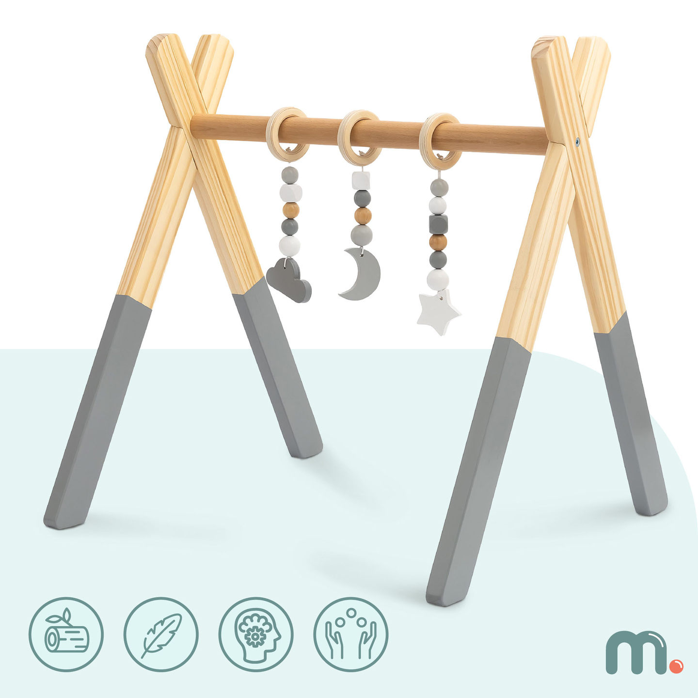 Soporte educativo de madera Baby Gym - color gris