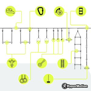 Carrera de obstáculos ninja para niños - HyperMotion slackline set - 10 obstáculos