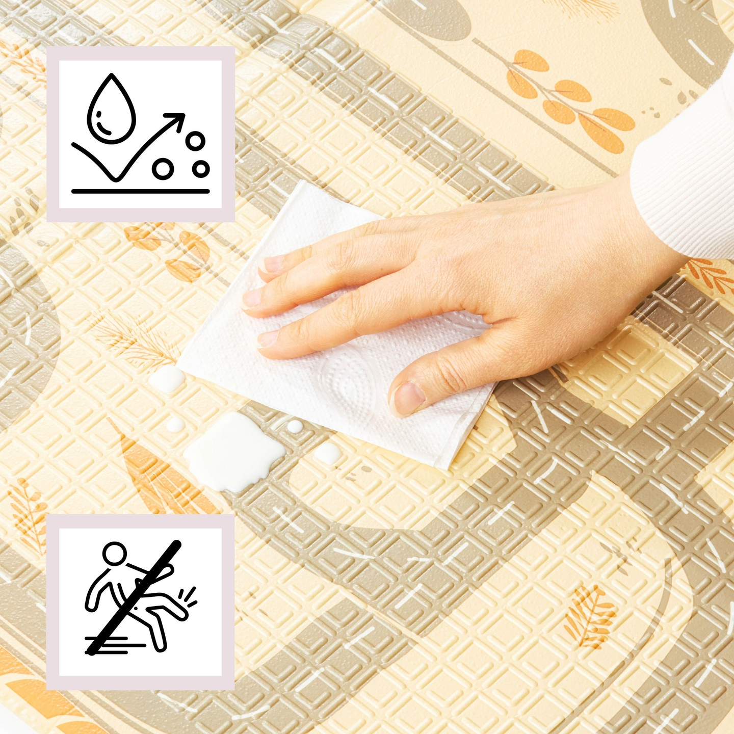 Alfombra de espuma plegable de doble cara 180 x 120 x 1 cm - Bosque Mágico/Calles de Otoño - boho