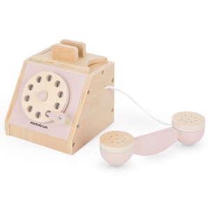 Teléfono retro de madera - rosa pastel