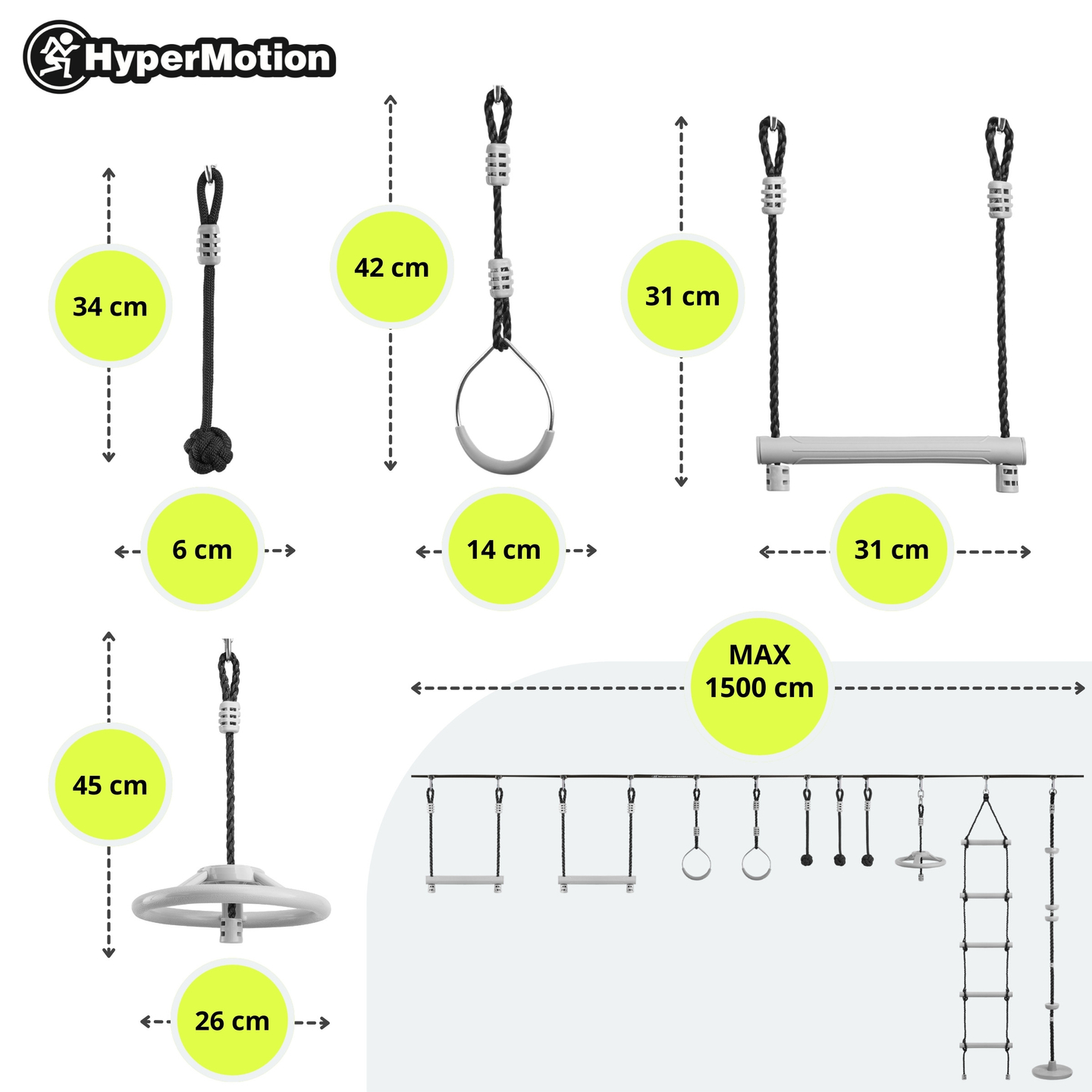 Carrera de obstáculos ninja para niños - HyperMotion slackline set - 10 obstáculos