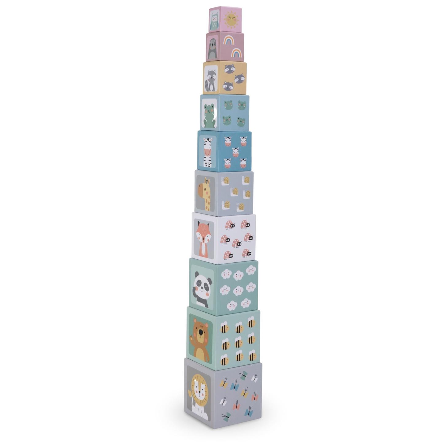 Torre apilable para niños con 10 elementos - números y animales