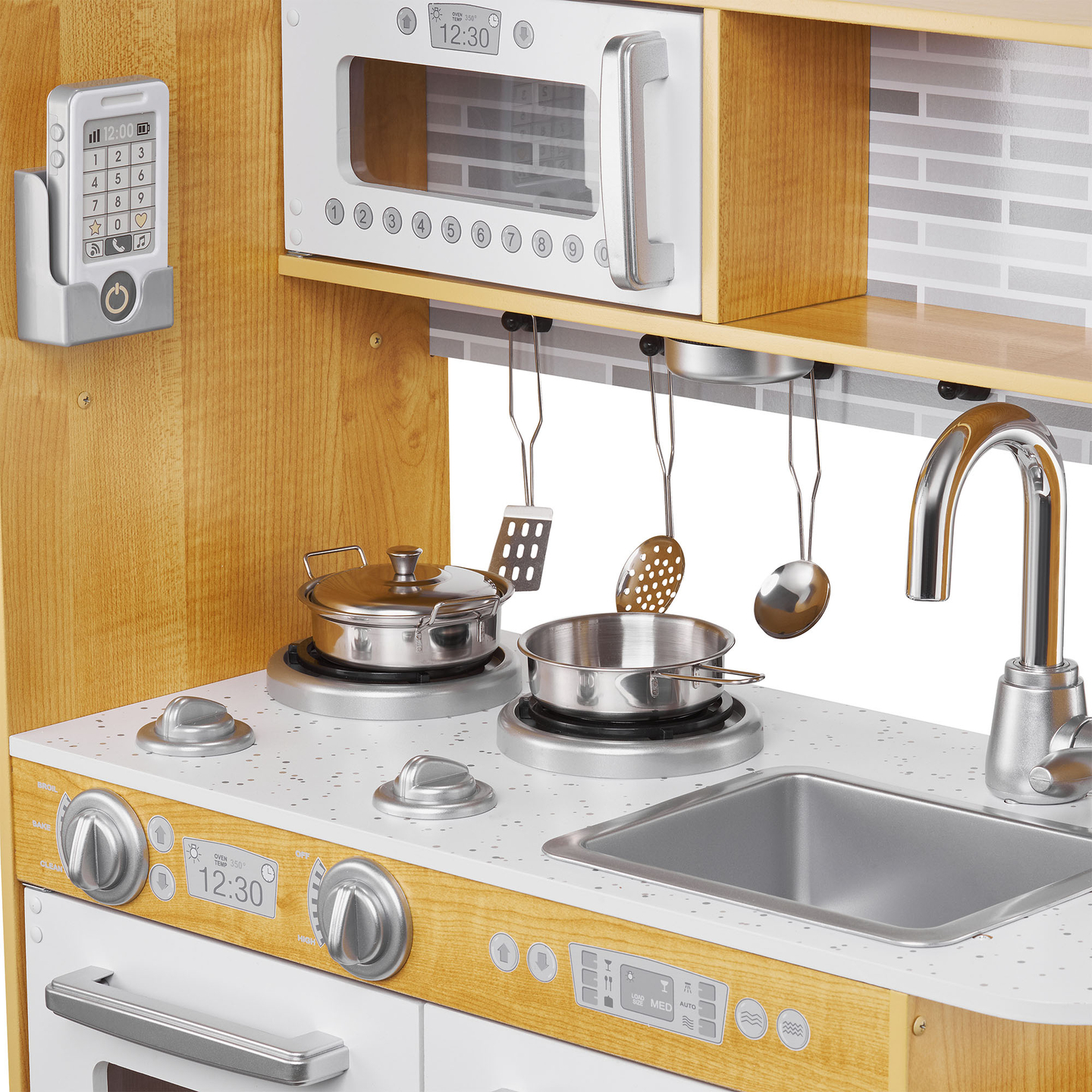 Cocina XXL de madera con iluminación LED, delantal y accesorios.