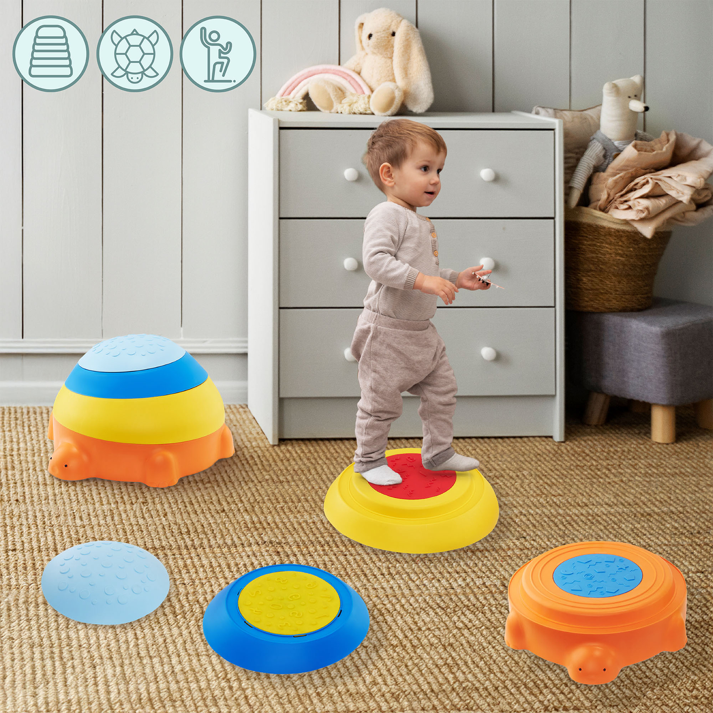 Sendero sensorial para niños - Tortuga de colores