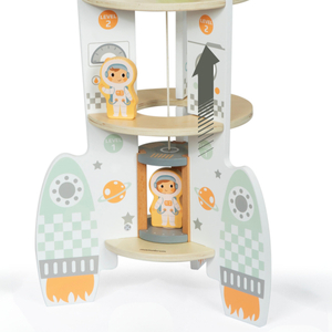 Gran cohete espacial de madera con ascensor y accesorios - XXL