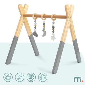 Soporte educativo de madera Baby Gym - color gris