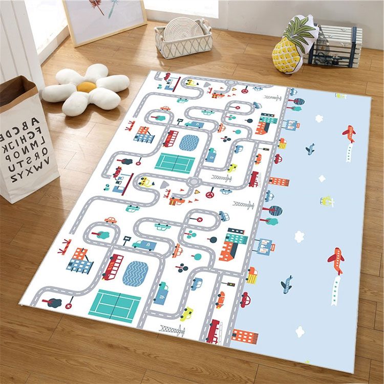 Alfombra de espuma XXL de doble cara - Rollo de 2 CM (carretera y bosque con osito)