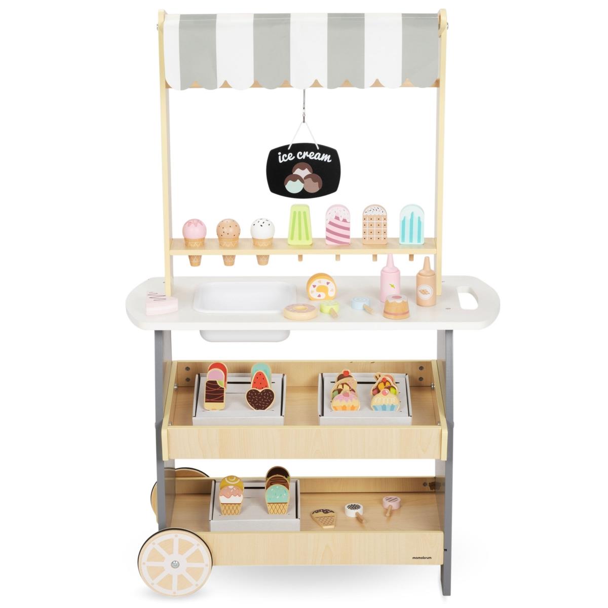 Heladería de madera con ruedas - carrito de helados