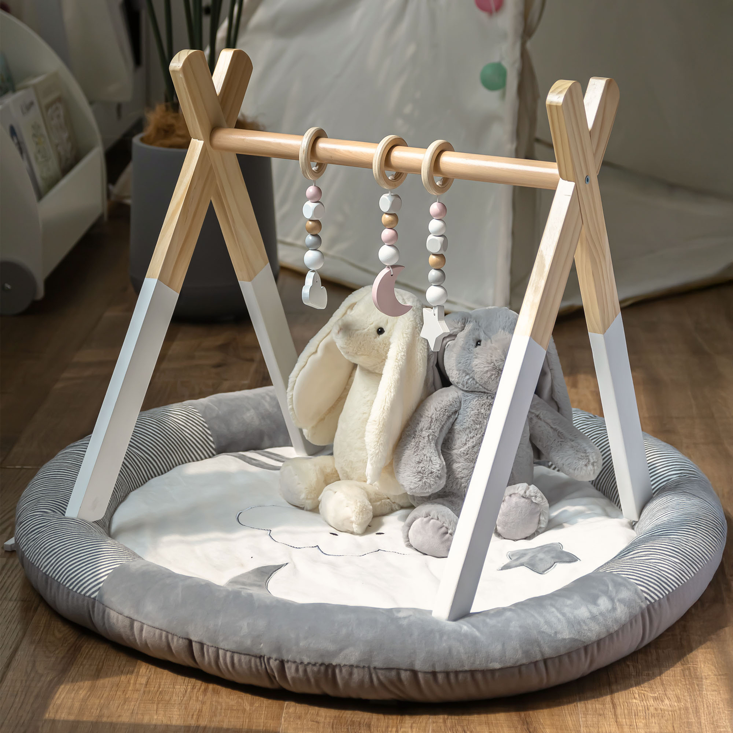 Soporte educativo de madera Baby Gym - color blanco