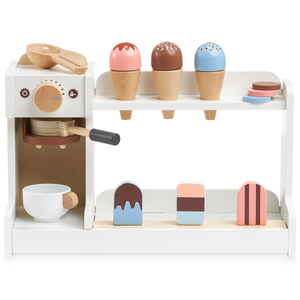 Heladería de madera con cafetera - cafetería con accesorios