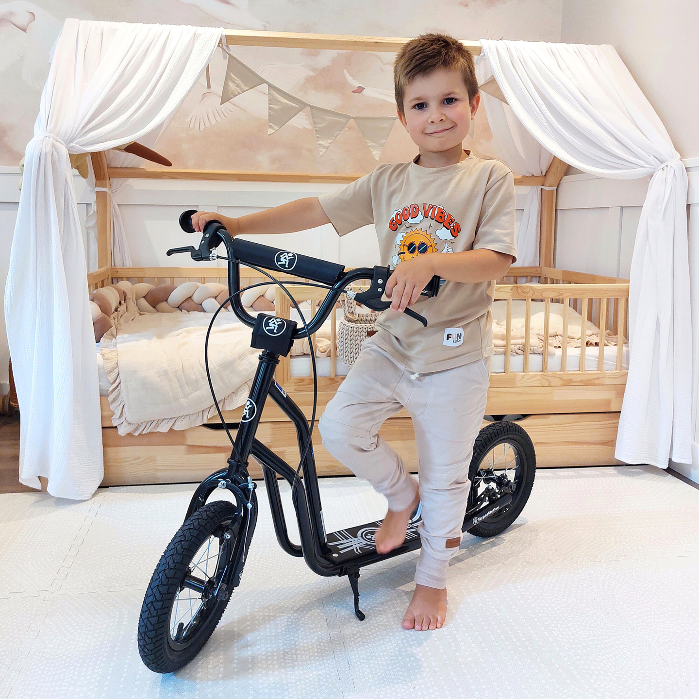 Patinete HyperMotion VIVA 12 (ruedas inflables de 30 cm) - Negro