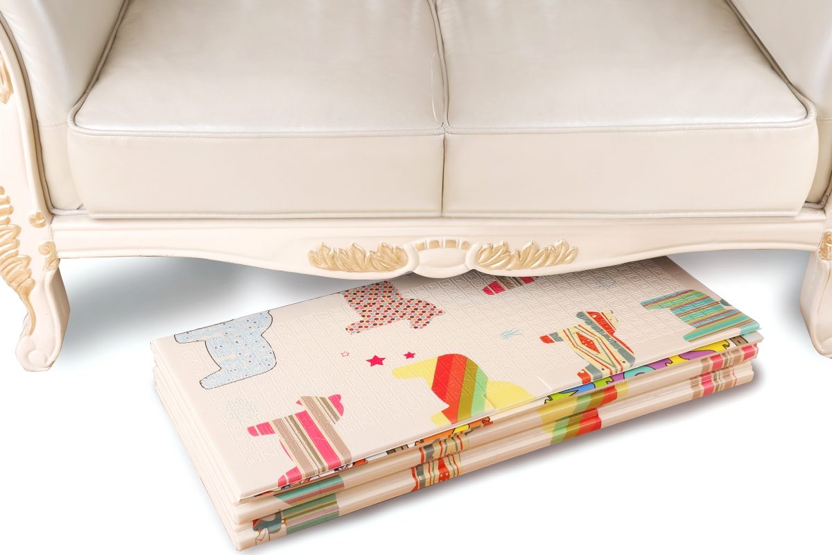 Alfombra de espuma XXL de doble cara - plegable 1 CM (bosque con osito y caballos)