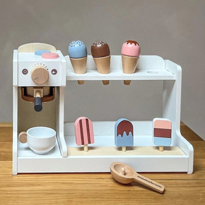 Heladería de madera con cafetera - cafetería con accesorios