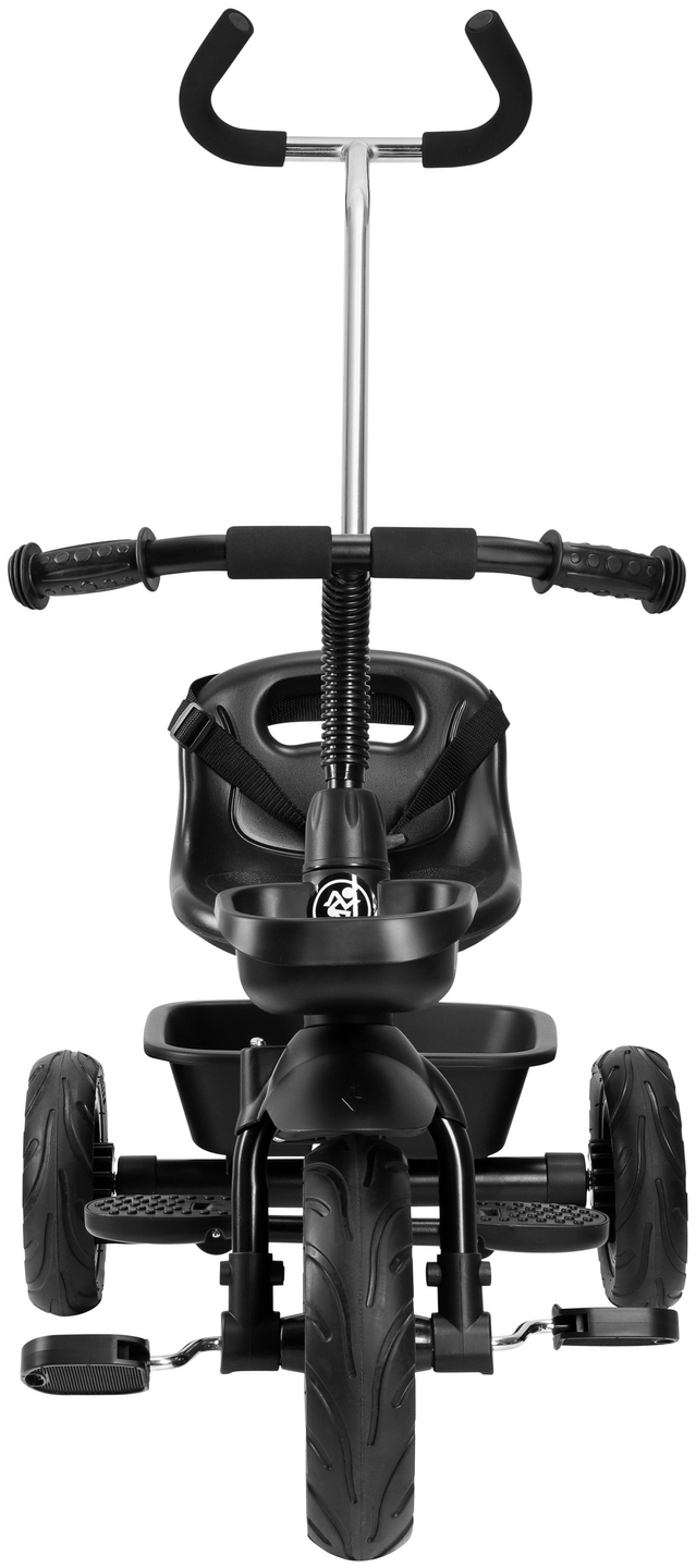 Triciclo HyperMotion TOBI VECTOR: ruedas infladas permanentemente + empujador. De color negro.