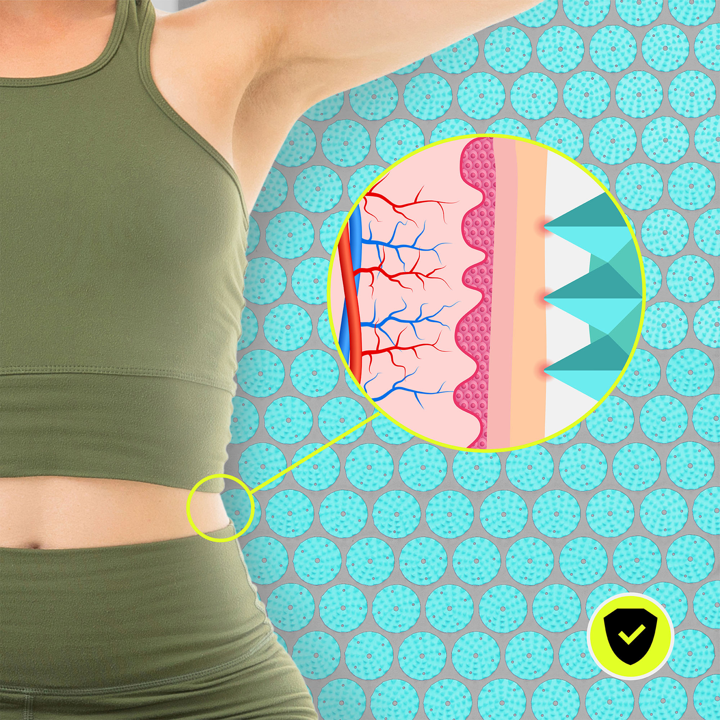 Esterilla de acupresión de lino ecológico con fibra de coco y cojín de trigo sarraceno – 68 cm HyperMotion gris-menta