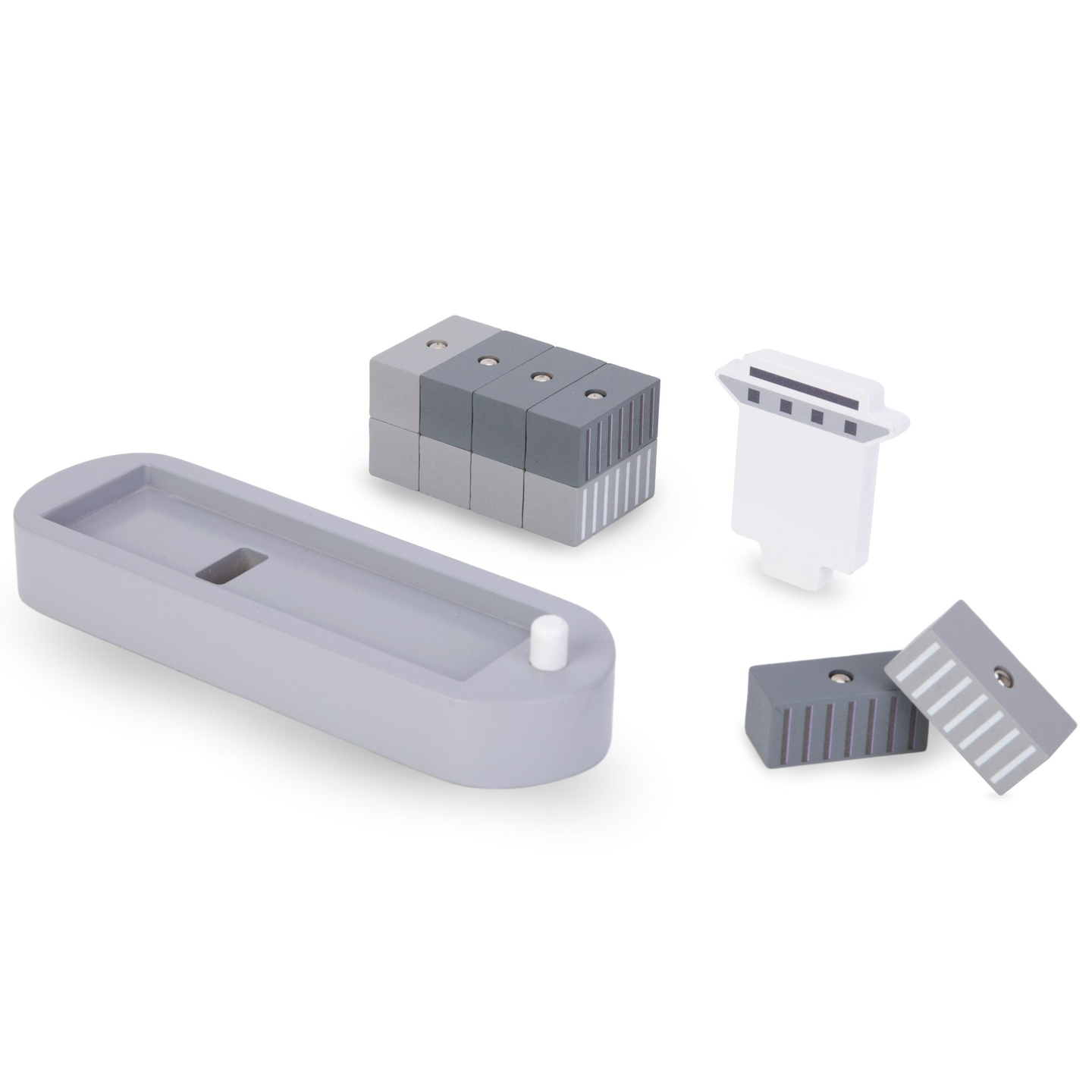 Grúa portuaria móvil con cabrestante magnético y accesorios - set de madera