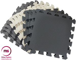 Puzzle de espuma 12 uds. - tapete educativo de espuma 120 x 90 x 1,2 cm con borde - gris