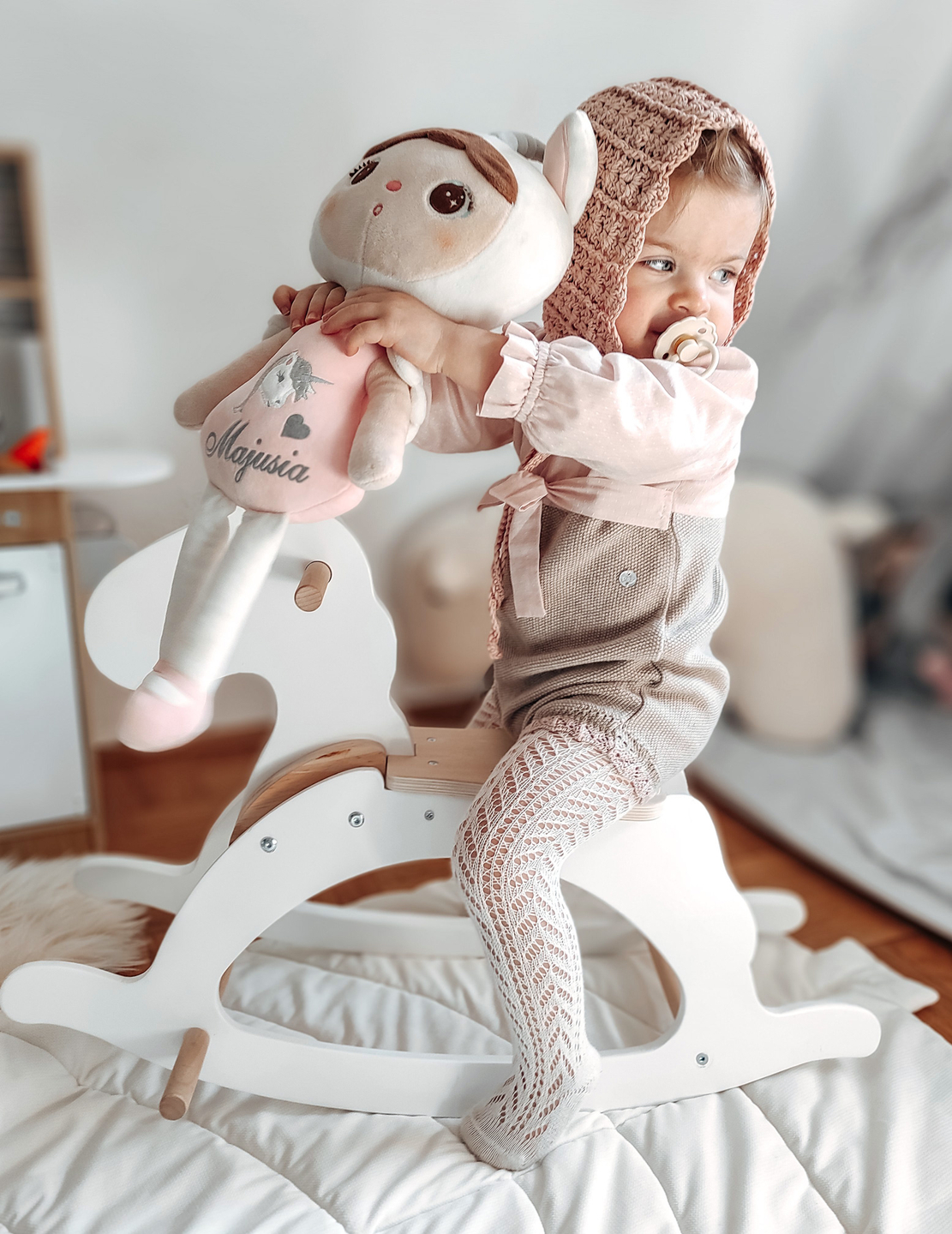 Caballito balancín de madera - blanco - a partir de 12 meses