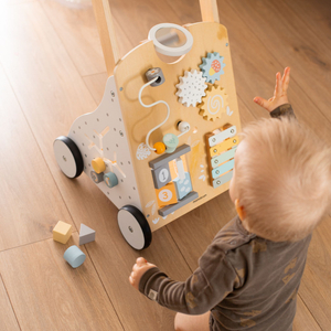 Andador educativo de madera 8en1 / empujador de bebés - tablero manipulativo
