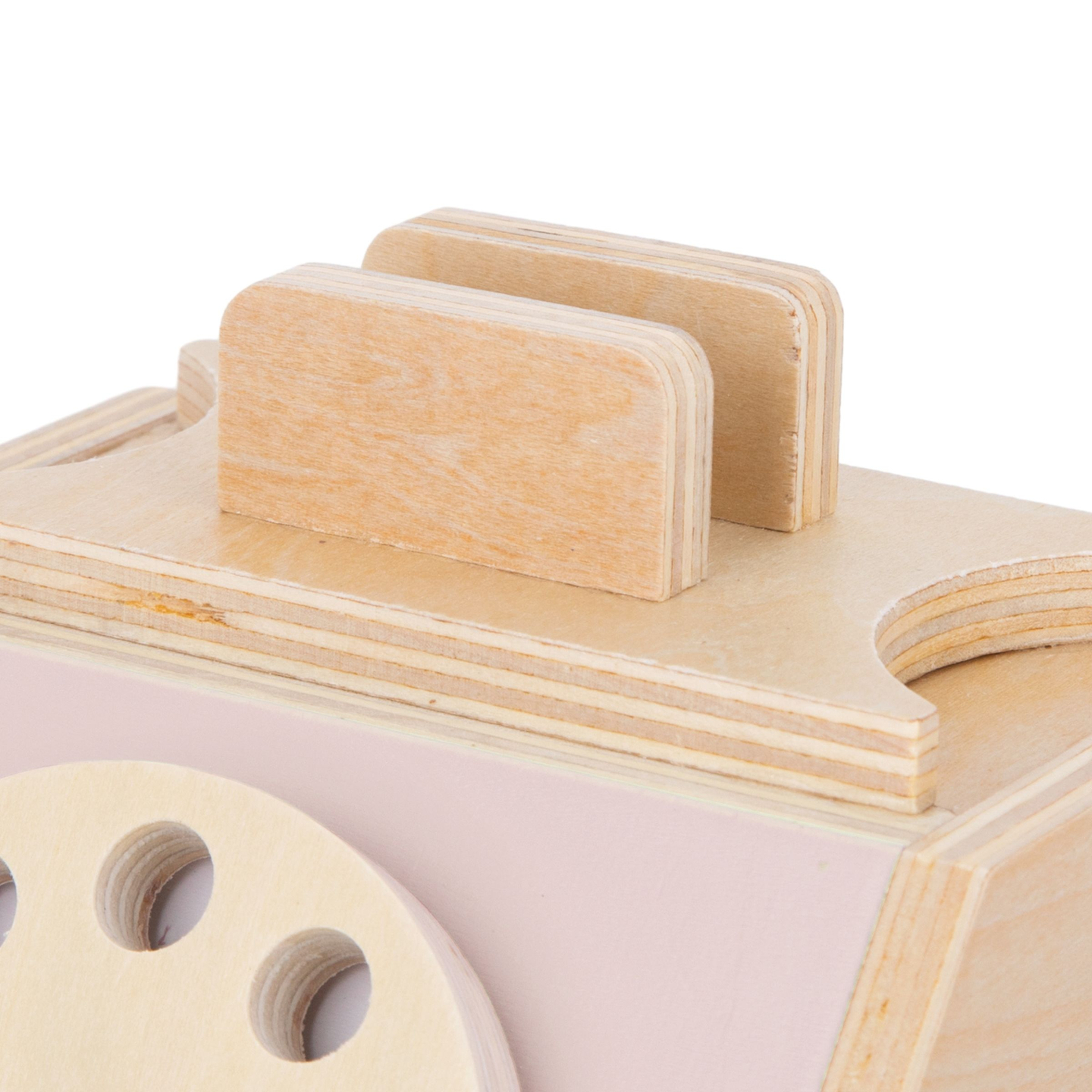 Teléfono retro de madera - rosa pastel