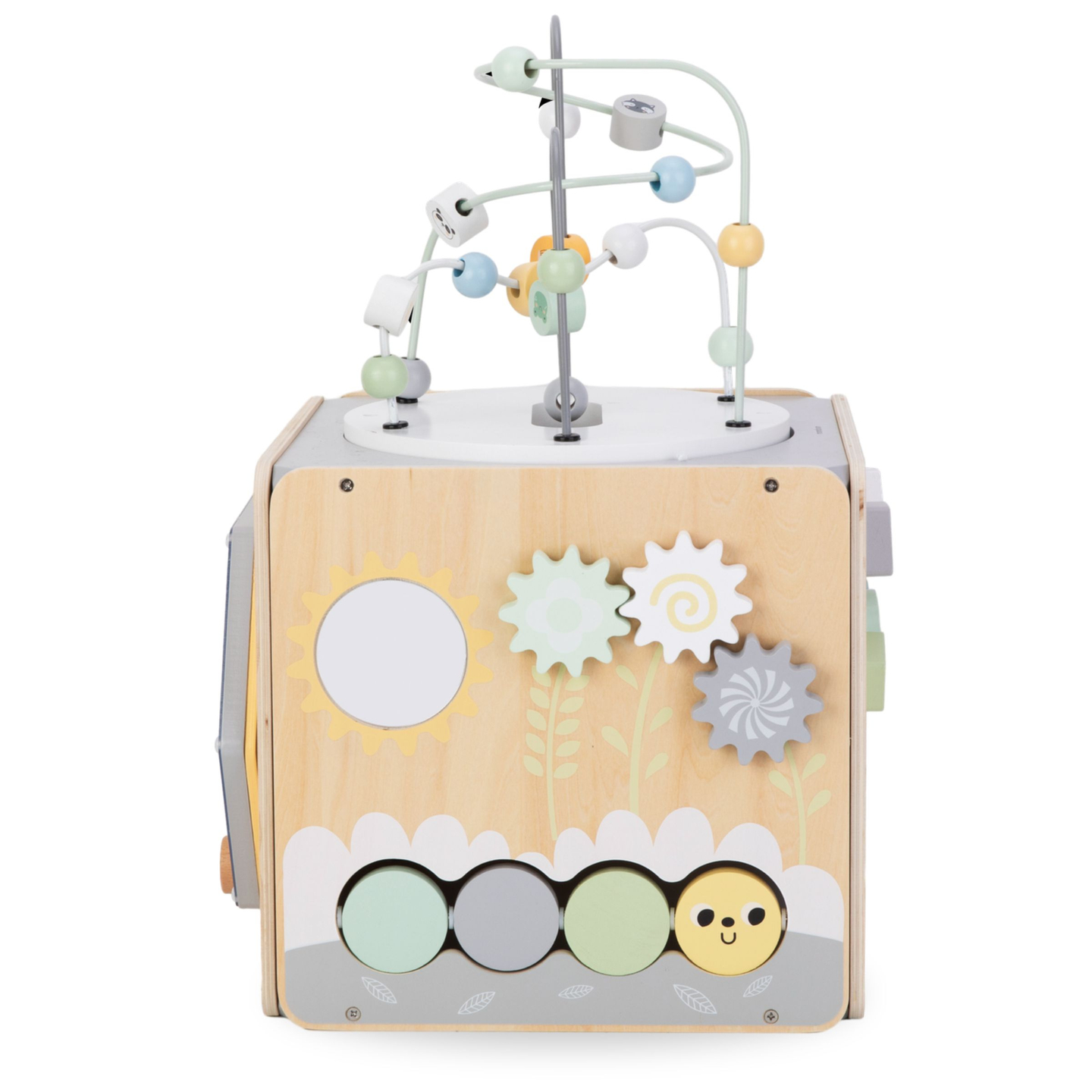 Gran cubo de actividades de madera con bucle - Montessori