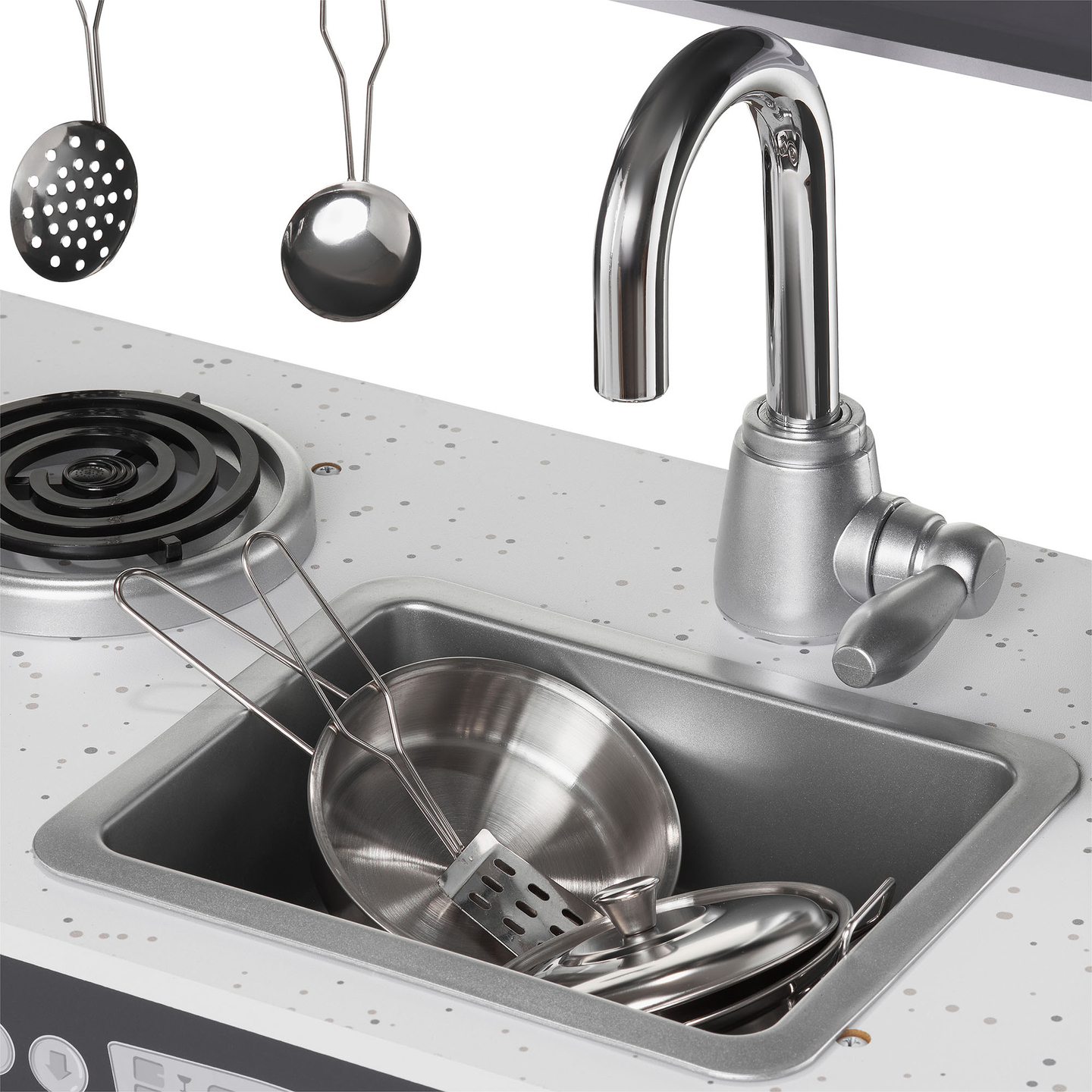 Cocina XXL de madera con iluminación LED, delantal y accesorios.