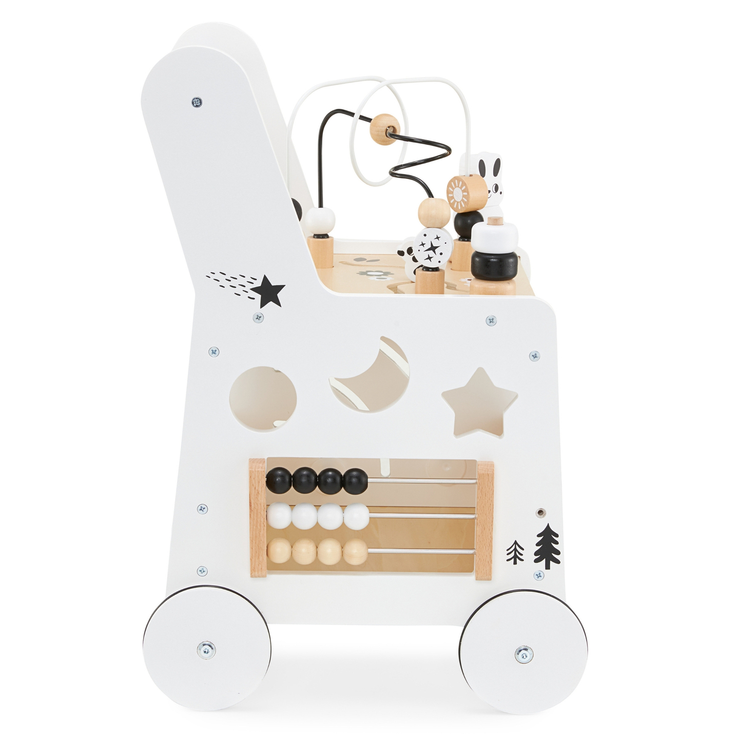 Cochecito de madera 6en1, andador con función de mesa de aprendizaje