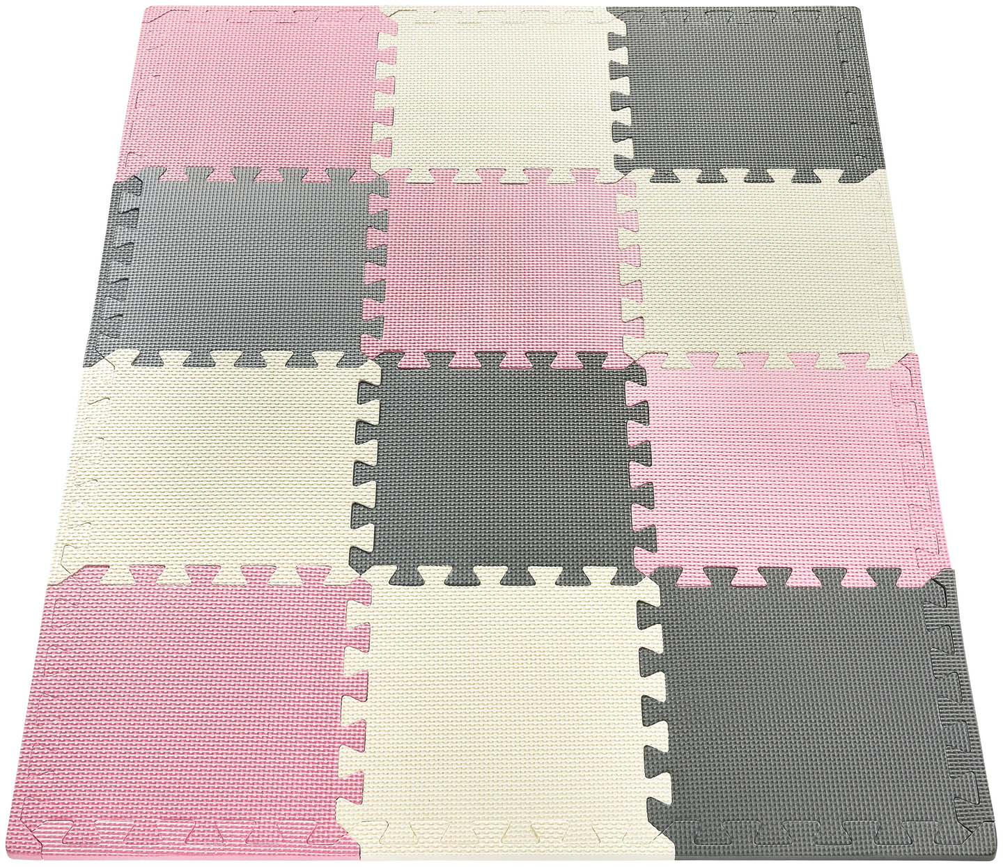 Puzzle de espuma 12 uds. - tapete educativo de espuma 120 x 90 x 1,2 cm con borde - rosa
