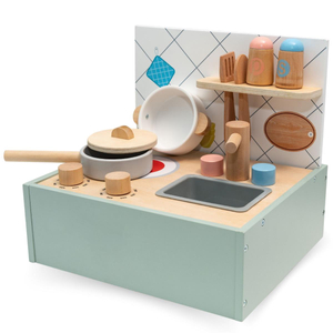 Mini cocina de madera con accesorios - plegable