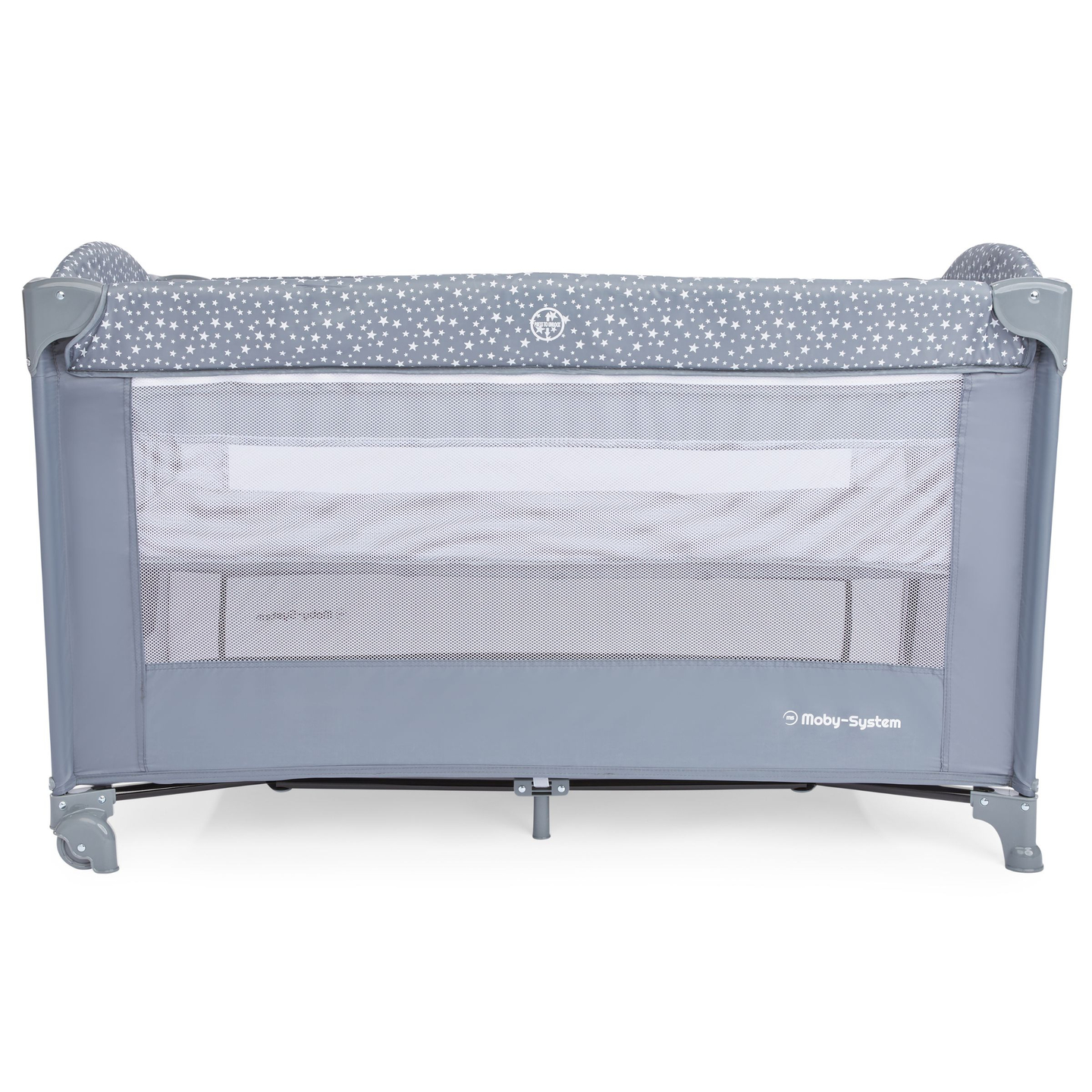 Cuna de viaje / parque infantil 2 niveles con cambiador, techo y colchón Happy Traveler BASIC PLUS - gris