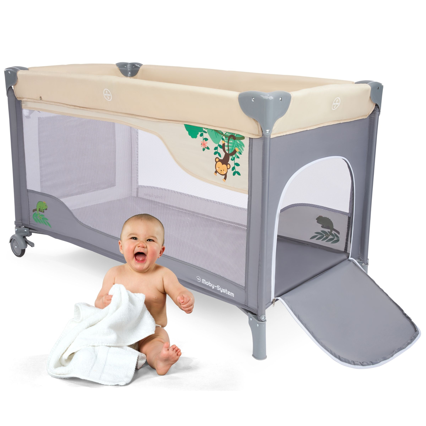 Cuna de viaje 0 - 36 m con cambiador + parque infantil Moby-System HUXLEY