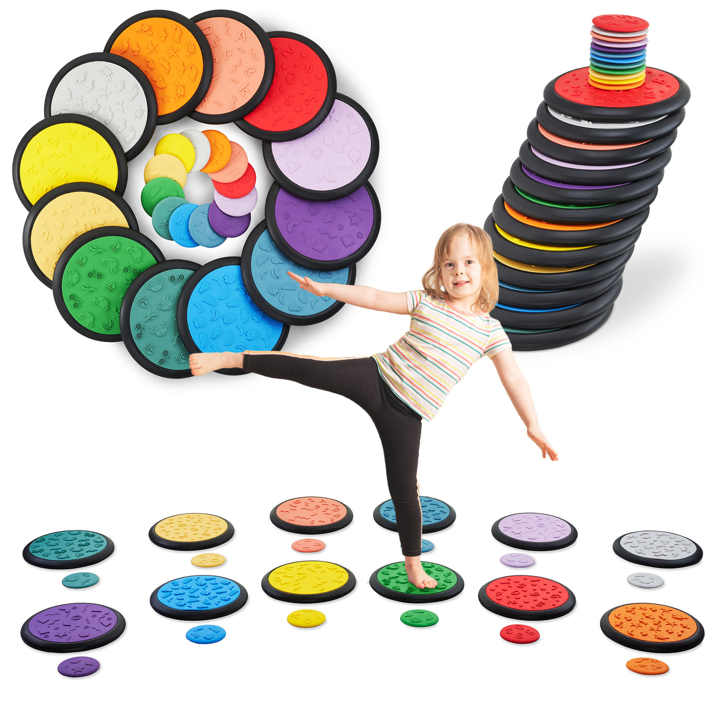 Discos sensoriales de colores para niños - 24 piezas
