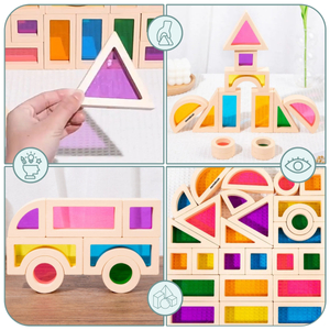 Bloques de madera arco iris - 25 elementos