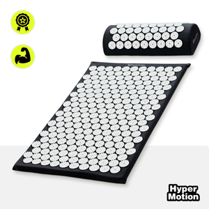 Esterilla de acupresión con almohada y funda - 72 cm HyperMotion blanco y negro
