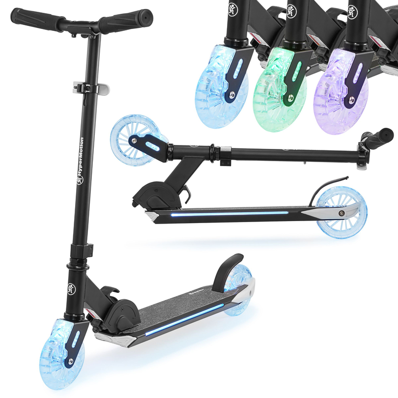 Patinete de dos ruedas con iluminación LED, plegable - Hypermotion Ice Flash