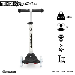 TRINGO scooter de tres ruedas, 3-8 años - negro + ruedas LED brillantes