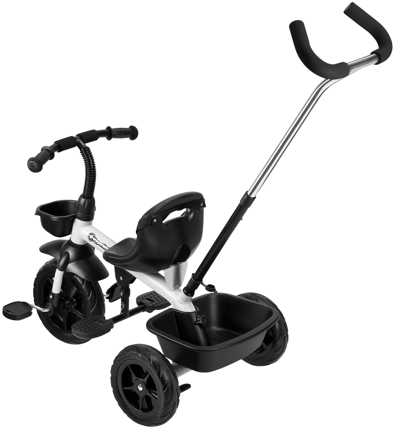 Triciclo HyperMotion TOBI VECTOR: ruedas infladas permanentemente + empujador. Color: gris claro.