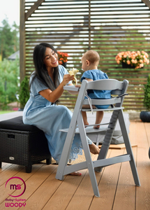 Moby-System WOODY Silla de alimentación de madera - color gris