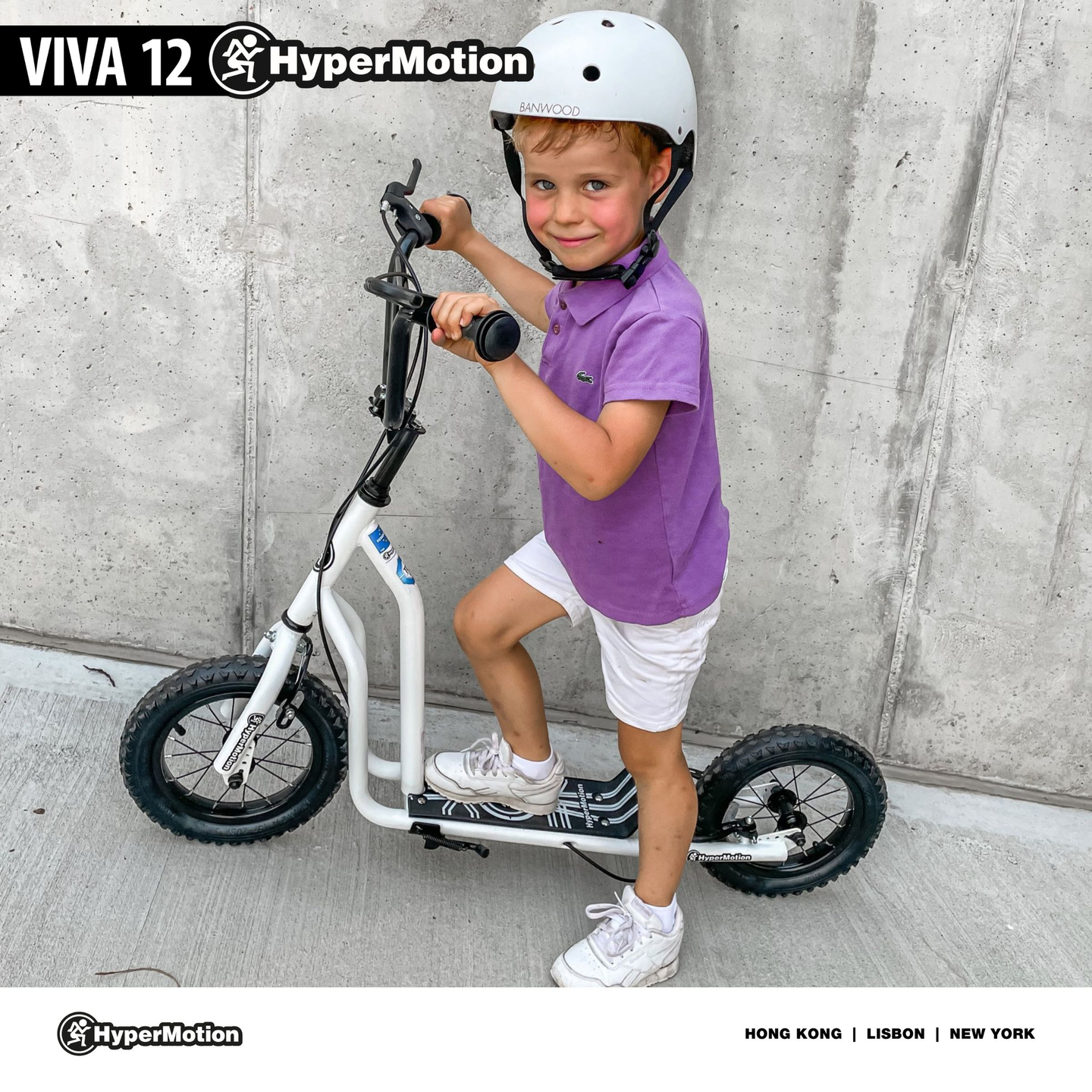Patinete HyperMotion VIVA 12 (ruedas infladas 30cm) - Blanco