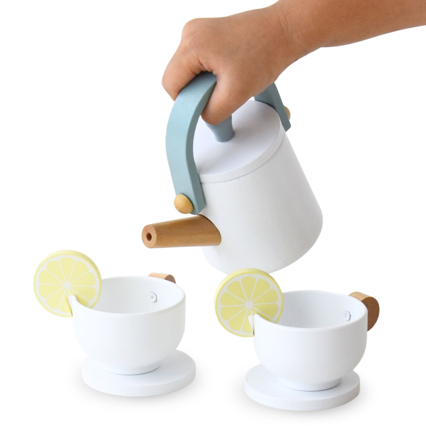 Juego de té grande de madera con bandeja - 17 elementos