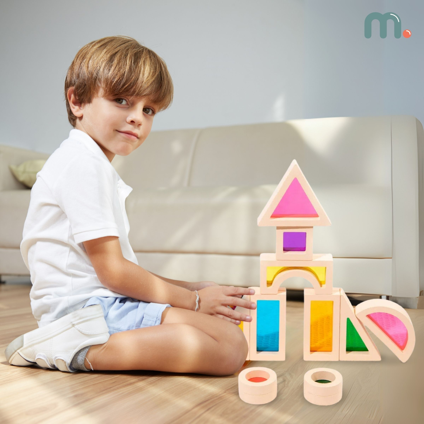 Bloques de madera arco iris - 25 elementos