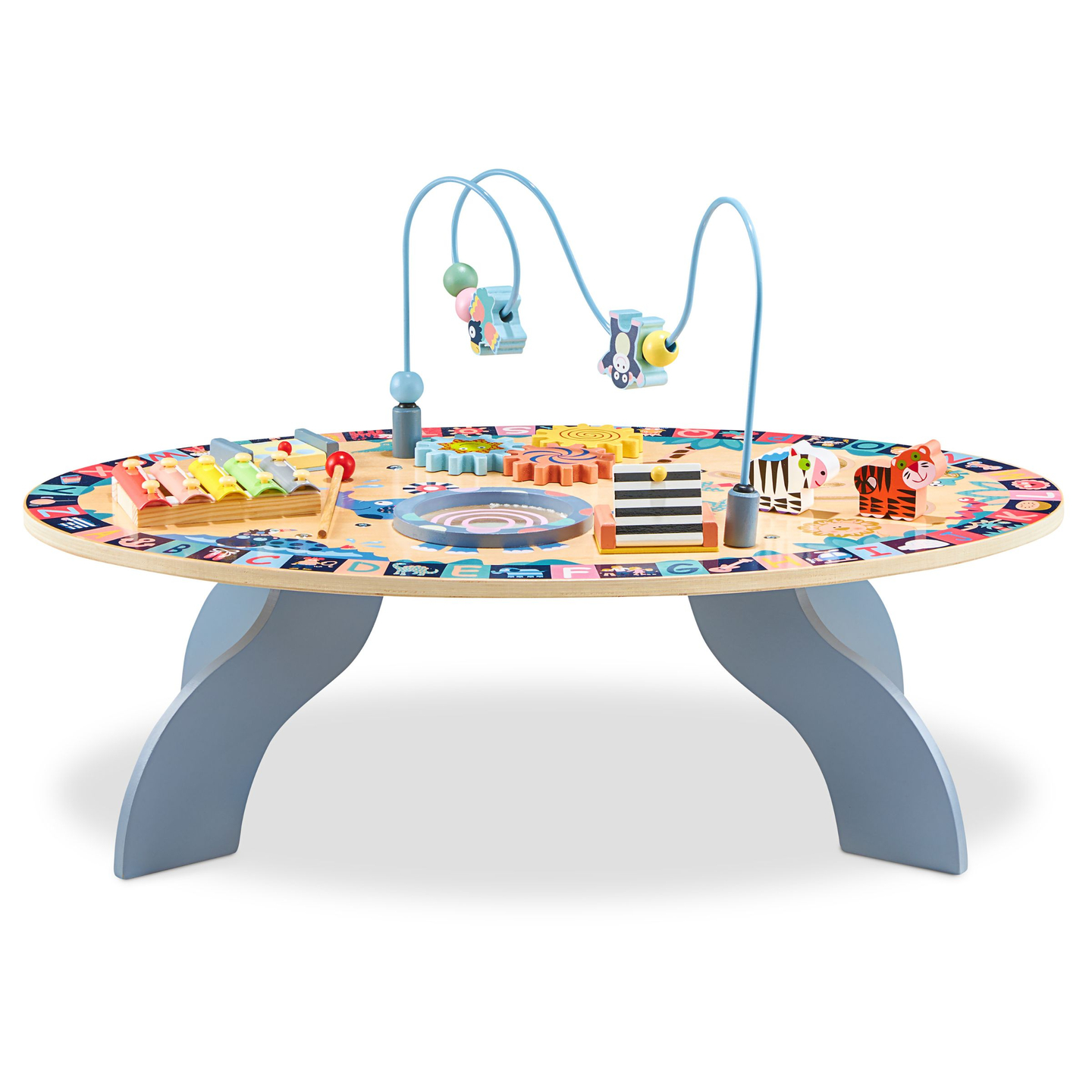 Mesa educativa de madera 7 en 1, musical, sensorial