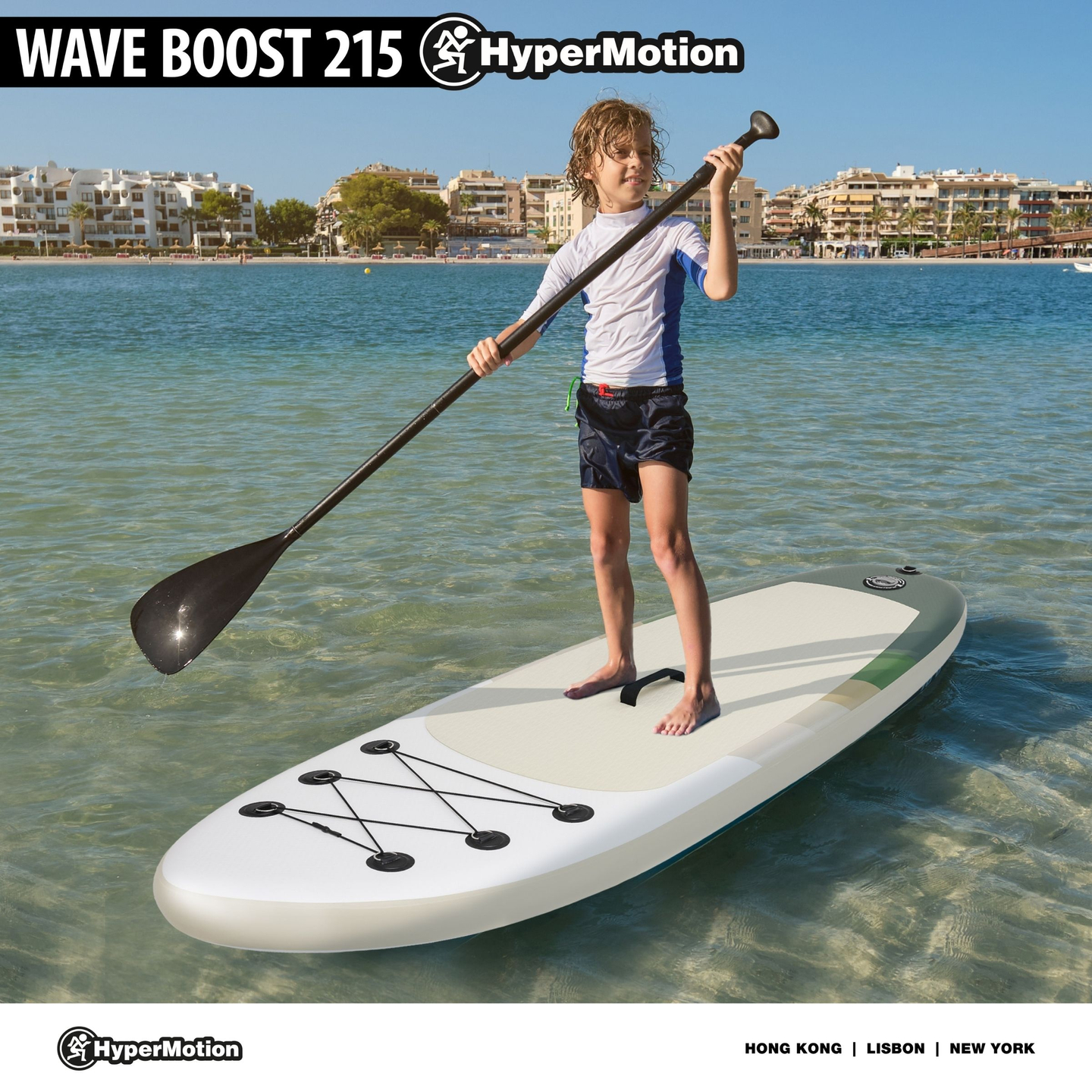 Tabla de SUP hinchable para niños Stand Up Paddle 215cm con remo - HyperMotion WAVE BOOST 215