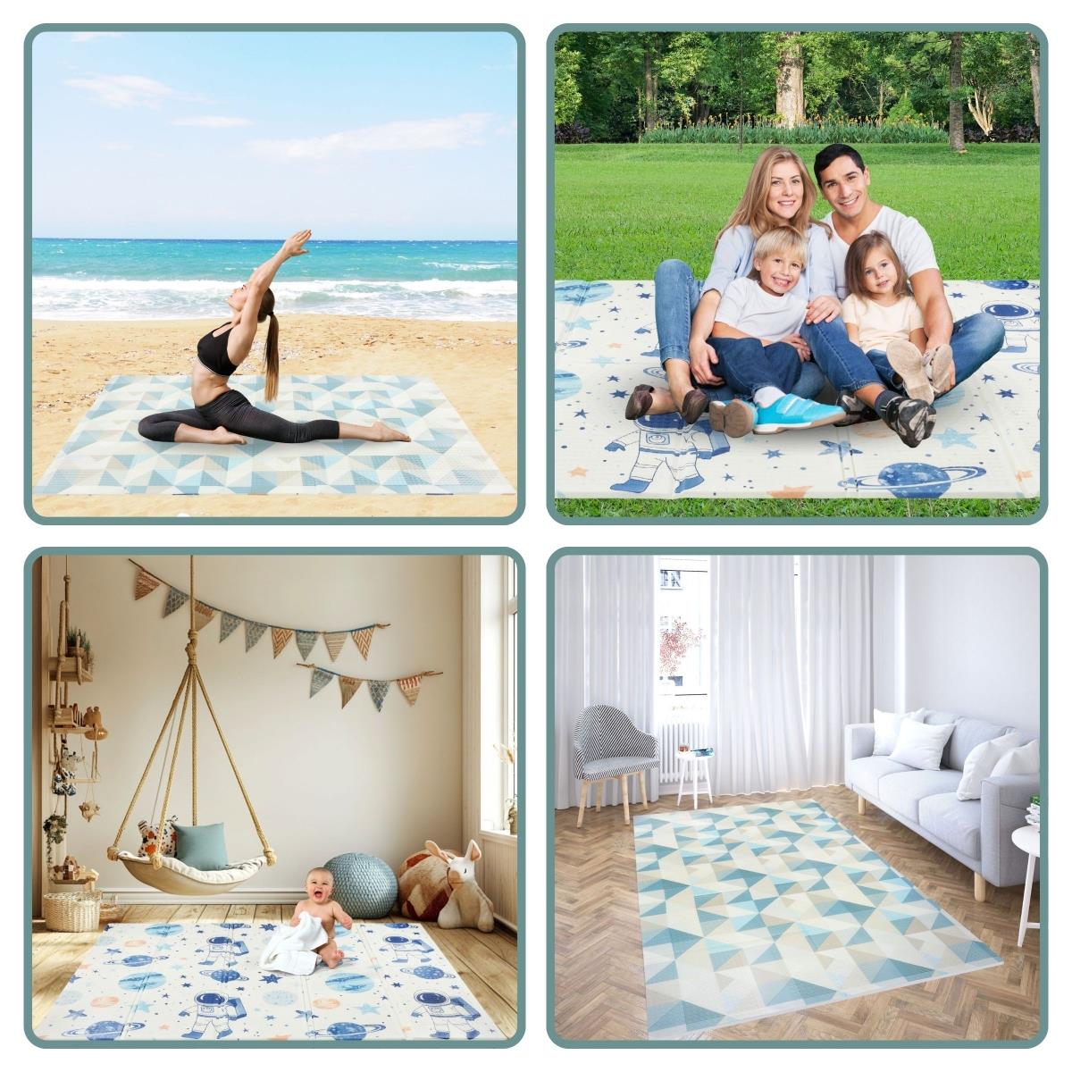 Alfombrilla de espuma plegable por las dos caras 180 x 120 x 1cm - Cosmos/Triángulos geométricos