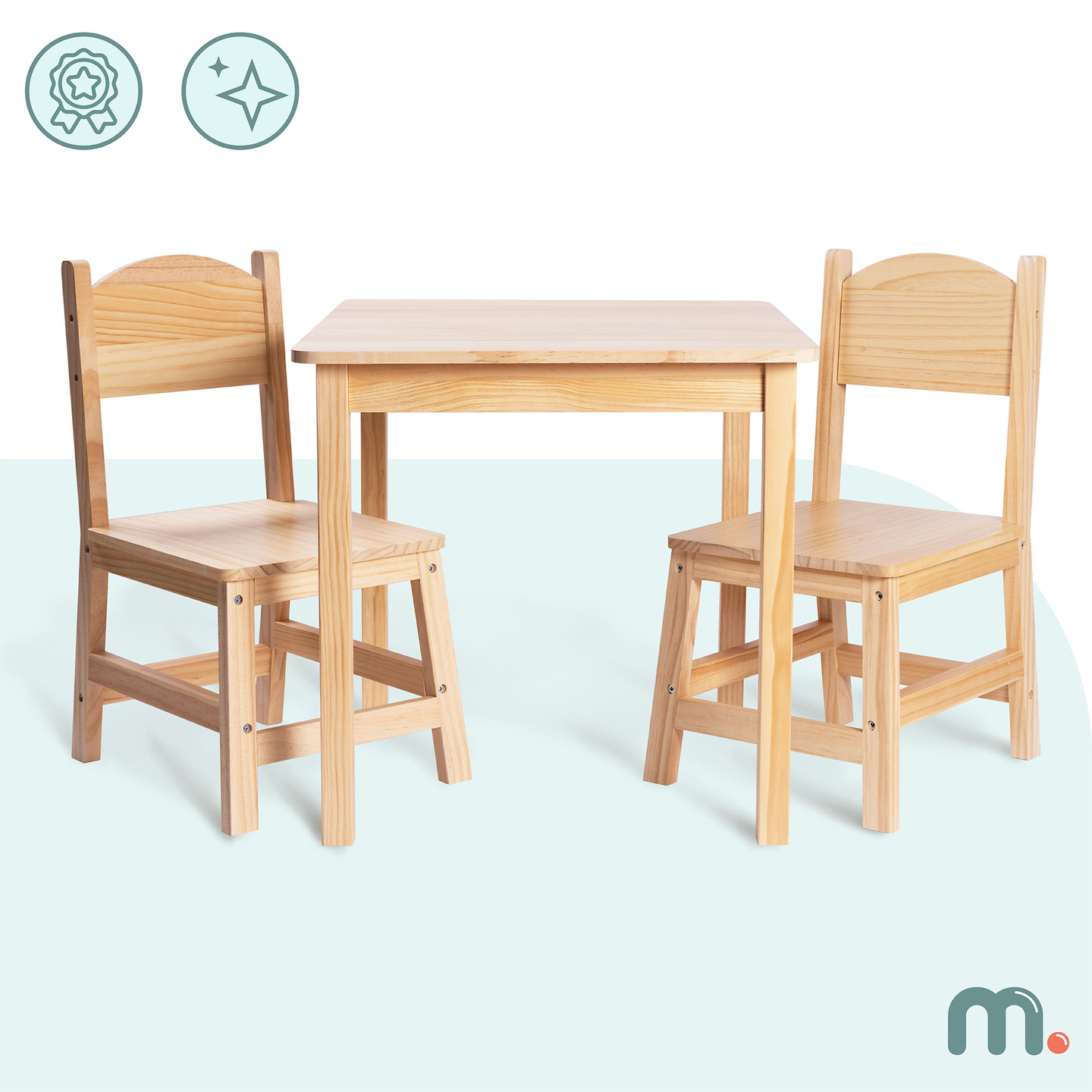 Mesa de madera y 2 sillas - conjunto para niños