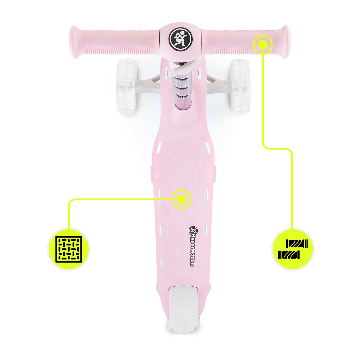 Patinete eléctrico HyperMotion BECKY - Iluminación LED RGB, rosa